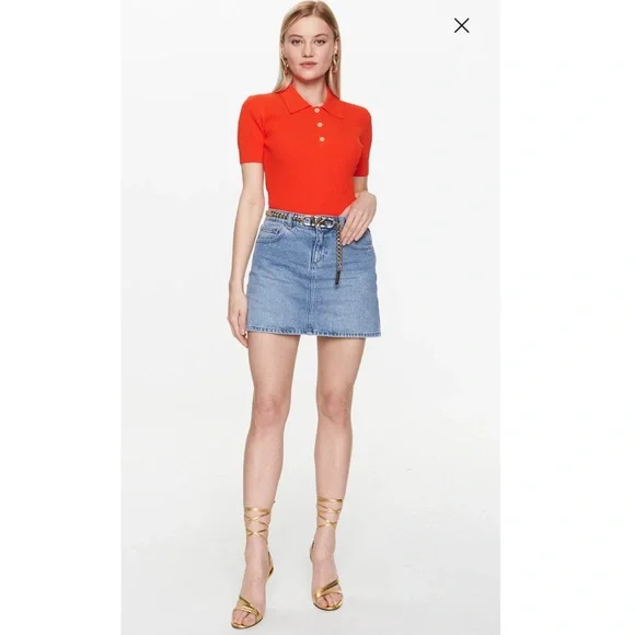 Michael Kors Denim Mini Skirt - Angel Blue Wash Size 8 New w/Tag Retail $195